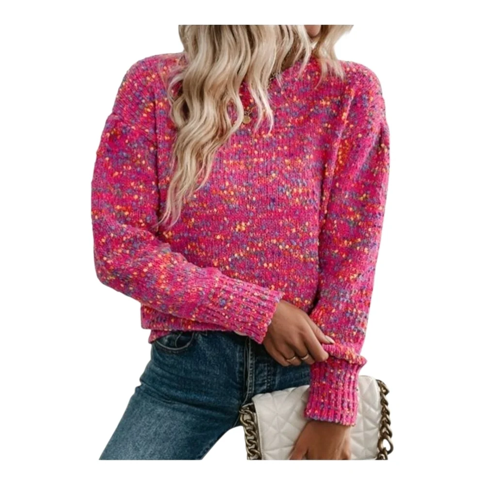 ROUNDTABLE INJ. -  Comfy Soft Pink Confetti Sweater - Picture 5 of 7